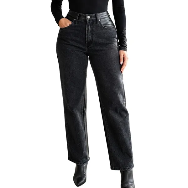 Abercrombie Curve Love Black Faux Leather Ankle Straight Jeans 31 12S - Image 6