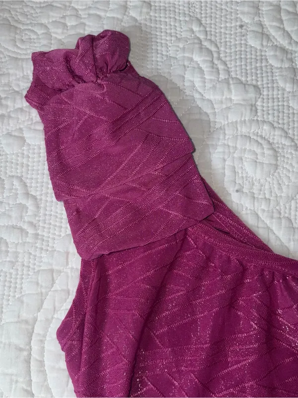 Charlotte Russe Y2K One Shoulder Going Out Top. Size: Small. Color: Magenta. - Image 2