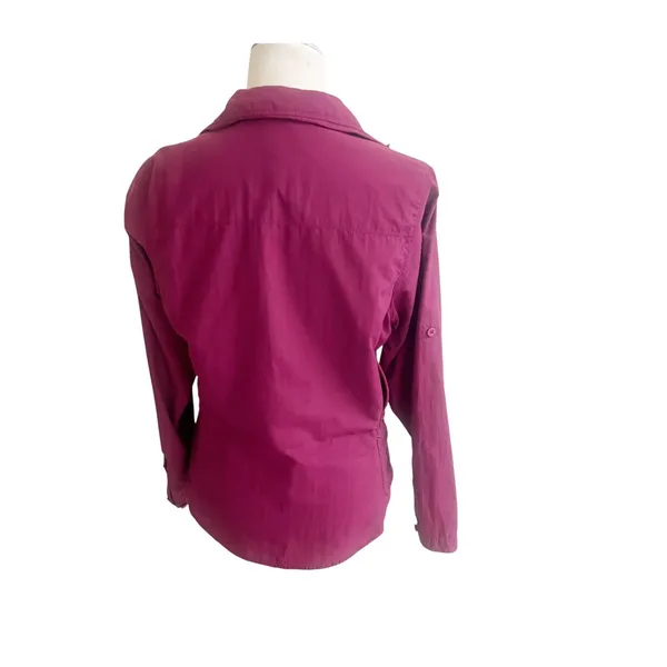 REI Hiking Shirt Womens M Magenta Mesh Lined Long Sleeve Button Down Gorpcore - Image 4