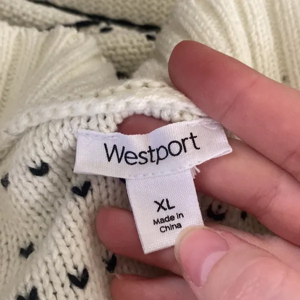 Westport Dressbarn chunky knit v-neck stitch detailed oversized sweater size XL - Image 13
