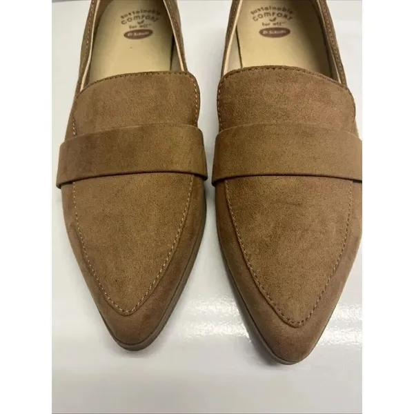 Dr Scholls 9M Emilia Pointed Toe Slip-On Tan Flat Loafer Comfort Shoes - Image 2