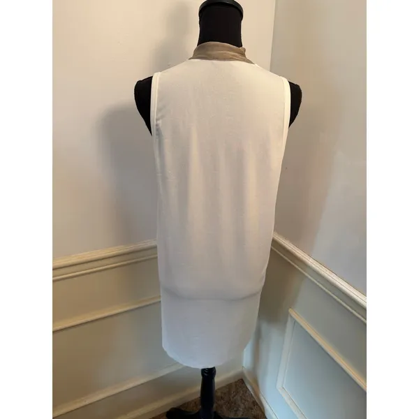 Zara Woman Basic Collection Asymmetric V-Neck Sleeveless Tunic Top Knit Scarf - Image 5