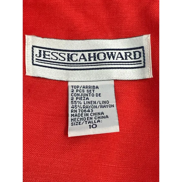 Vintage Jessica Howard 2 Piece Dress Set Size 10 Orange Linen Blend Summer NWT - Image 7