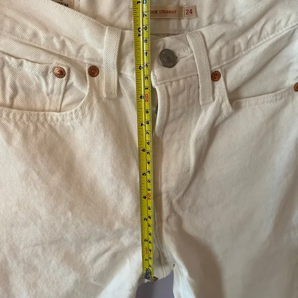 Levi's Wedgie Straight White Jeans Button Fly Preppy Cotton Minimalist size 24 - Image 10