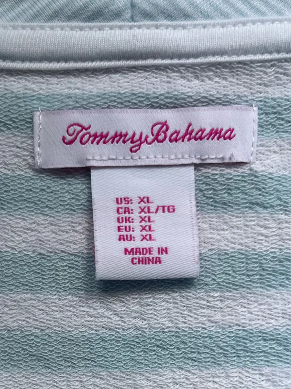 NEW Tommy Bahama Blue White Striped Cotton Blend Lightweight Quarter Zip Size XL - Image 7