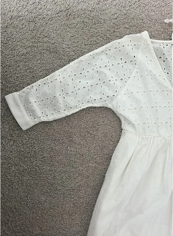ZARA Eyelet Dress White - Image 3