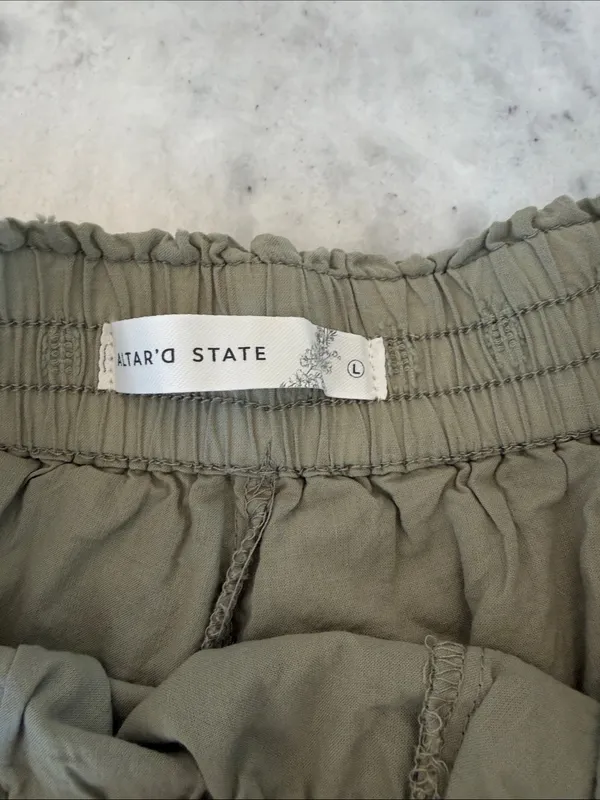 Altar'd State Sage Green Tiered Lace-Trim Mini Skirt (This is shorts!) - Image 2