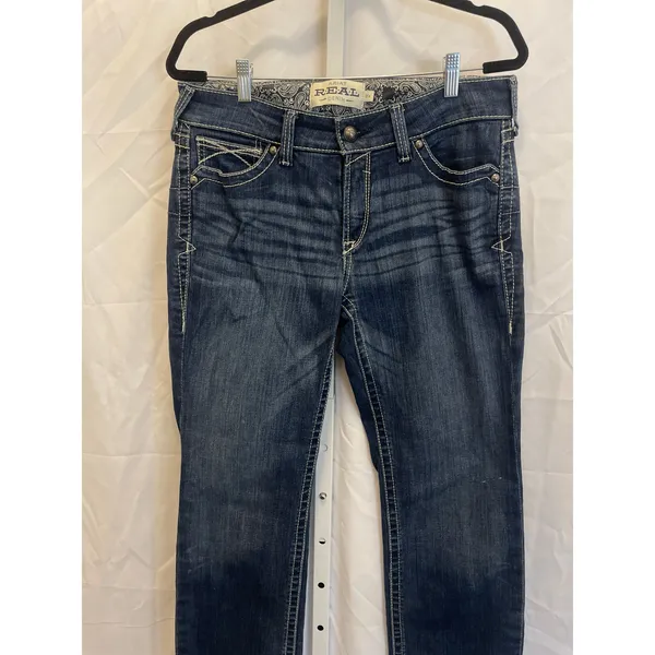 Ariat Real Straight Icon Jeans - Womens Size 31R - Blue - Image 2