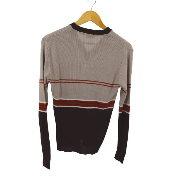 Hands On V Neck‎ Sweater Long Sleeve Stripe Pattern Size M Gray Size M - Image 2