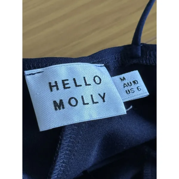 Hello Molly Quiet Dancer Midi Dress Size Medium 6 Midnight Blue Navy Ruched Slit - Image 4