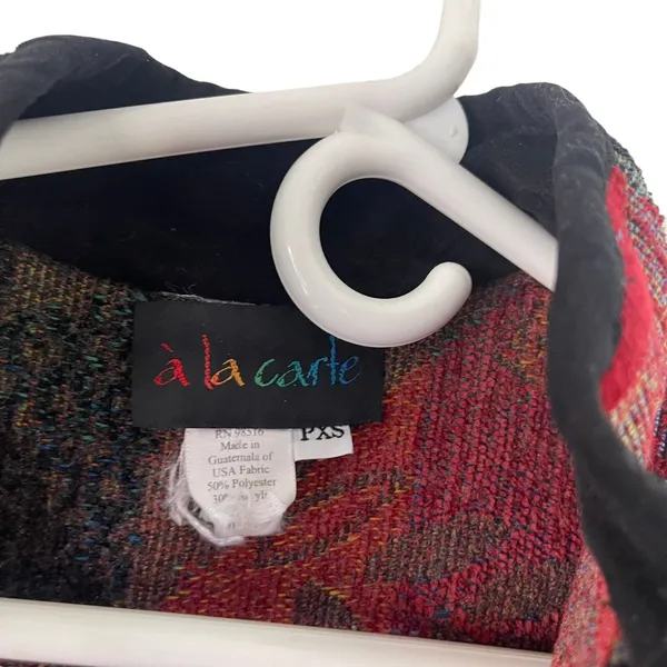 A La Carte Women's Size P XS‎ Abstract Multicolor Corduroy Zip Jacket - Image 4