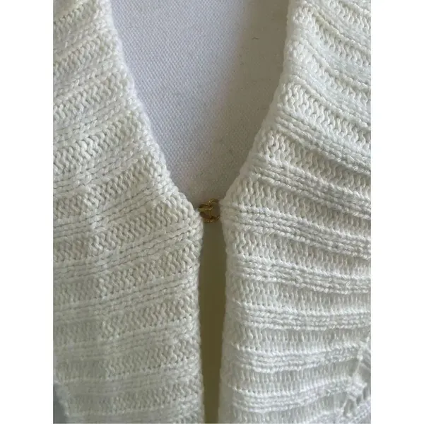 Lilly Pulitzer Cream Front Clasp Open Front Cardigan Sweater M - Image 11