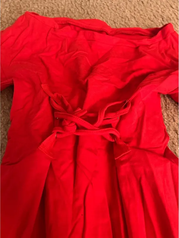 D251 long top red sweatshirt long sleeves woman size small - Image 2
