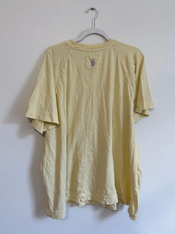 Free People Movement Oversized Cotton T-Shirt Size Medium FP Yellow Shirt Top - Image 5