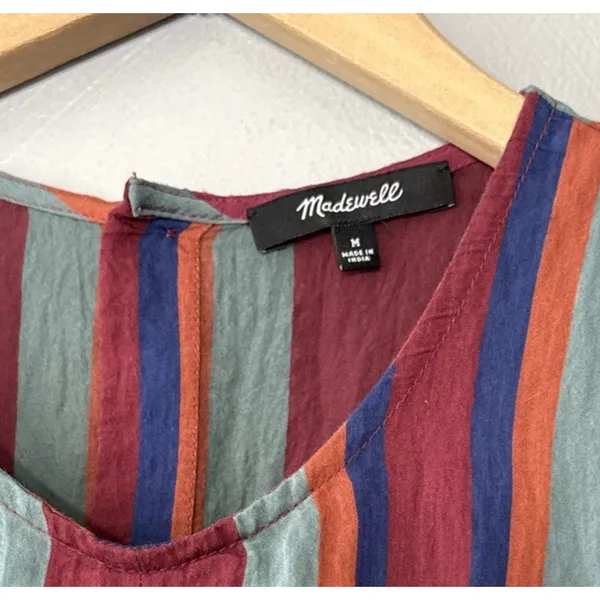 Madewell Striped Tie Front Top Size Medium Rosalinda Beachy Retro Summer Blouse - Image 3