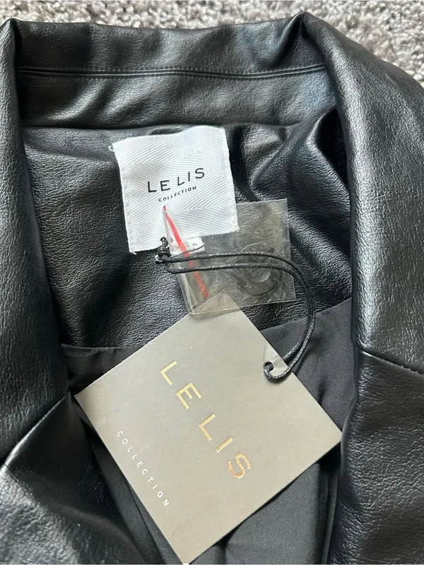 Le Lis Black Faux Leather Button-Front Jacket - Image 4