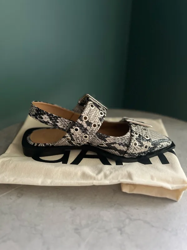 Ganni Wide Welt Buckle Ballerina Flats - Image 4