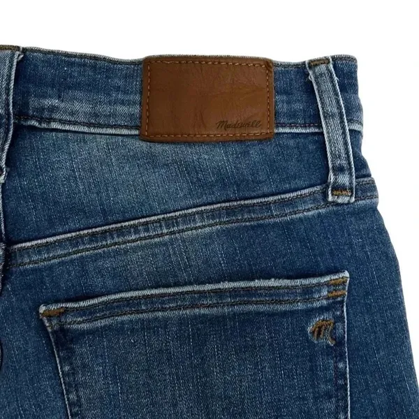 Madewell 9" Mid Rise Skinny Jeans Blue Wash Denim Eco Edition Distressed Size 25 - Image 4