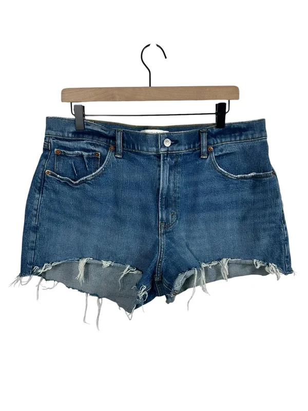 Abercrombie & Fitch The Mom Short Mid Rise Curve Love Distressed Denim Shorts 32 - Image 2