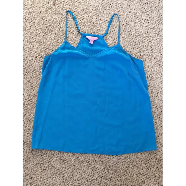 Lilly Pulitzer Dusk‎ Tank Blue 100% Silk Racerback Cami Top Size Small - Image 10