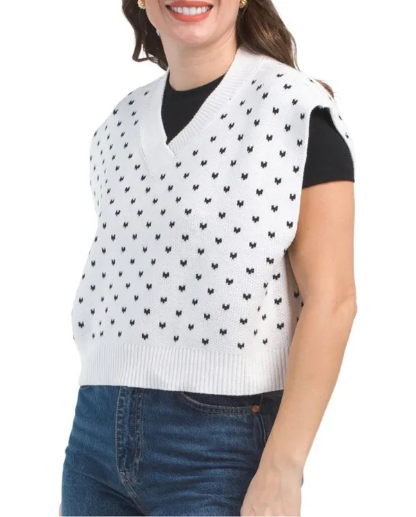 Free People White and Black Knit oversized Vest size large - Image 5