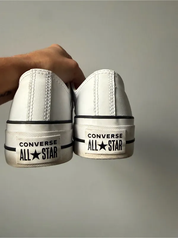 Converse Chuck Taylor All Star Lift Platform Leather Women Low Top Shoe White 6 - Image 7