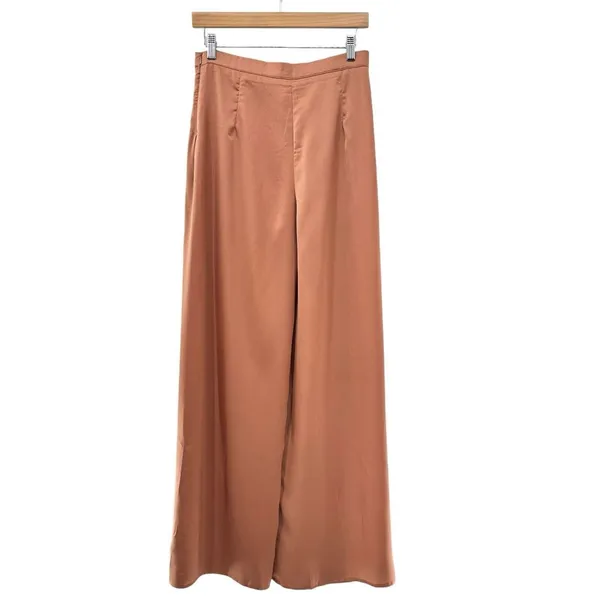 FATE 2pc Satin‎ Cropped Wrap Blazer & Wide Leg Pant Set Brown Medium Large NWT - Image 6