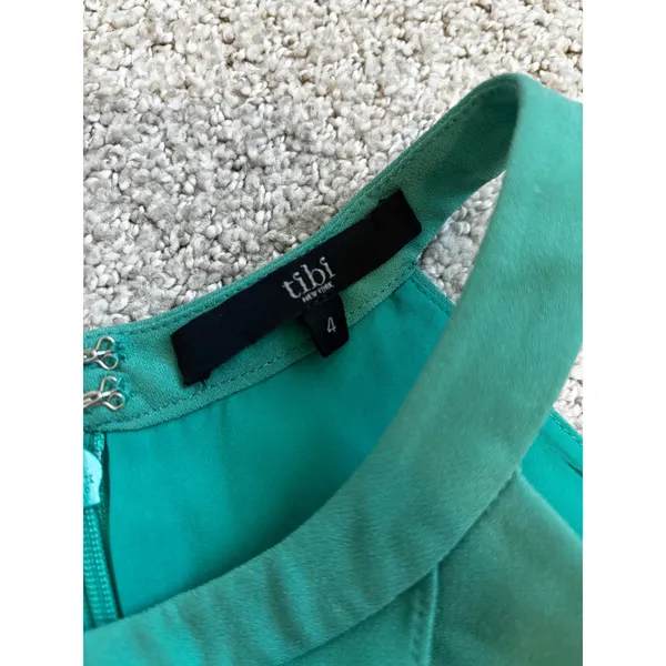 Tibi New‎ York Halter Dress 4 Teal Green Layered Cocktail Sheath - Image 2