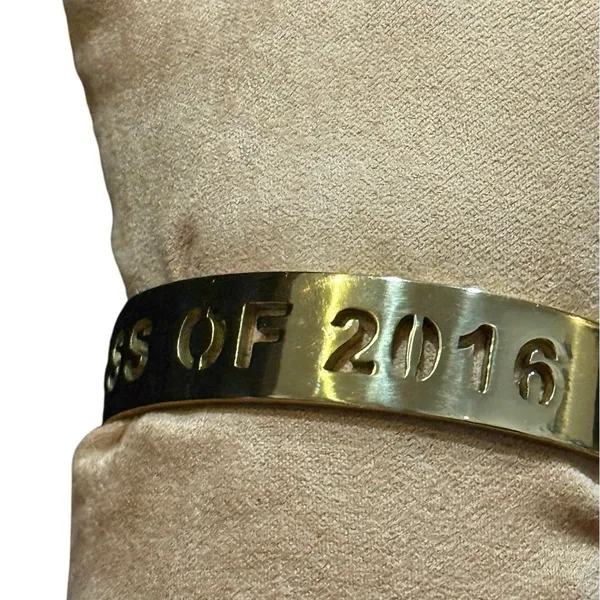 Rustic Cuff Gold-Tone Class of 2016 Cut-Out Cuff Bracelet Grad Gift Preowned - Image 9
