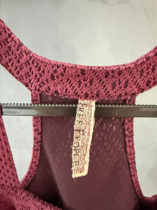 Free People Burgundy Lace Crochet Sleeveless Bodycon‎ Mini Dress - Image 3