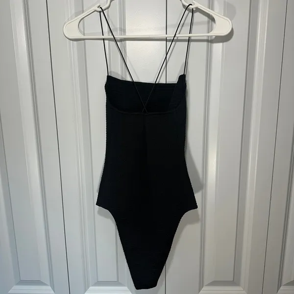 AllSaints Tilly Shirred Square Neck Bodysuit Womens 4 Spaghetti Strap Capsule - Image 3