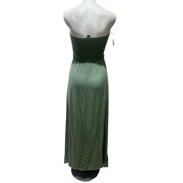 Forever 21 Women's Green Strapless Smocked Maxi Dress Size S Summer Casual - Image 2
