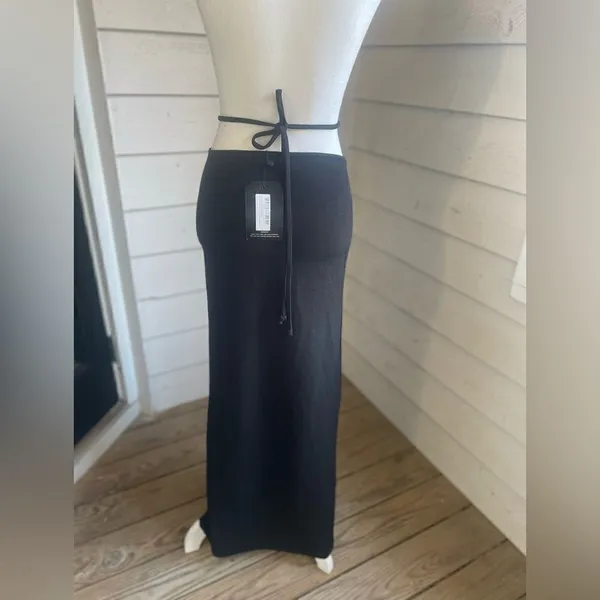 NWT Pretty Little Thing long maxi skirt Textured chain details Black Size 4 - Image 10