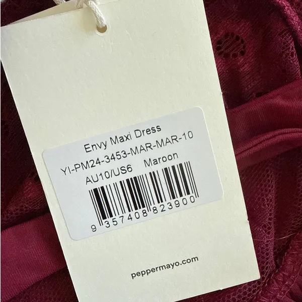 Peppermayo Maxi Dress Lace Sleeveless Envy Size US6 Red - Image 3