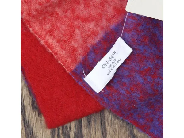 NWT On 34th Brushed Buffalo Plaid Blanket Scarf Fringe Cozy Bright Red Multi - Image 6