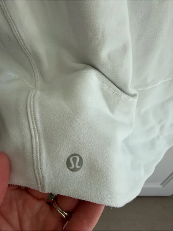 Lululemon‎ White Fleece Pullover Sweatshirt Zip Pockets Size 12 - Image 5