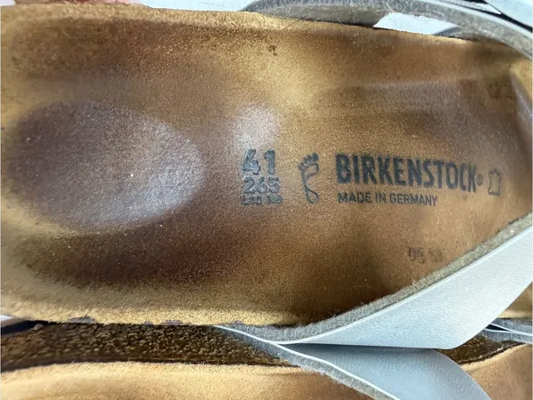 Birkenstock Mayari Metallic Silver Slide German Cork Footbed Sz 10-10.5 - Image 6