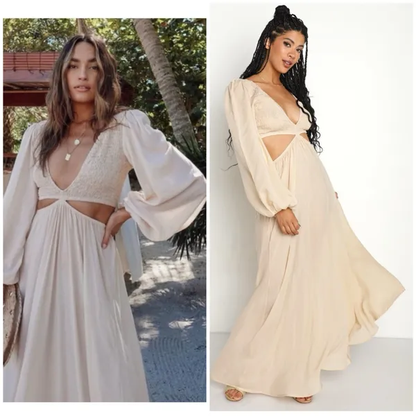 Indah Julie Maxi Dress Size Small Cream Cut Out Boho Lightweight Beach - Image 3