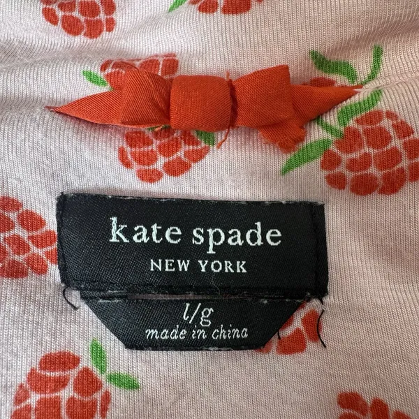 Kate Spade NY Strawberry Print Pajama Set 2 Piece Short Sleeve Pants Size L Pink - Image 10