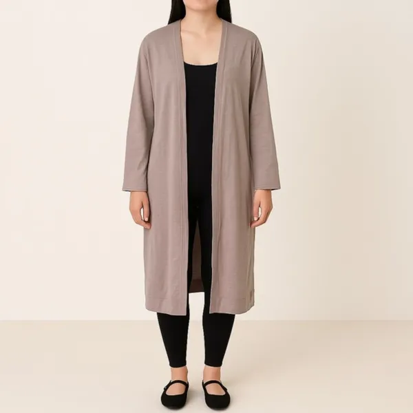 NWT Three Bird Nest Mocha Long Duster Cardigan Size Large 100% Cotton Open Front - Image 14