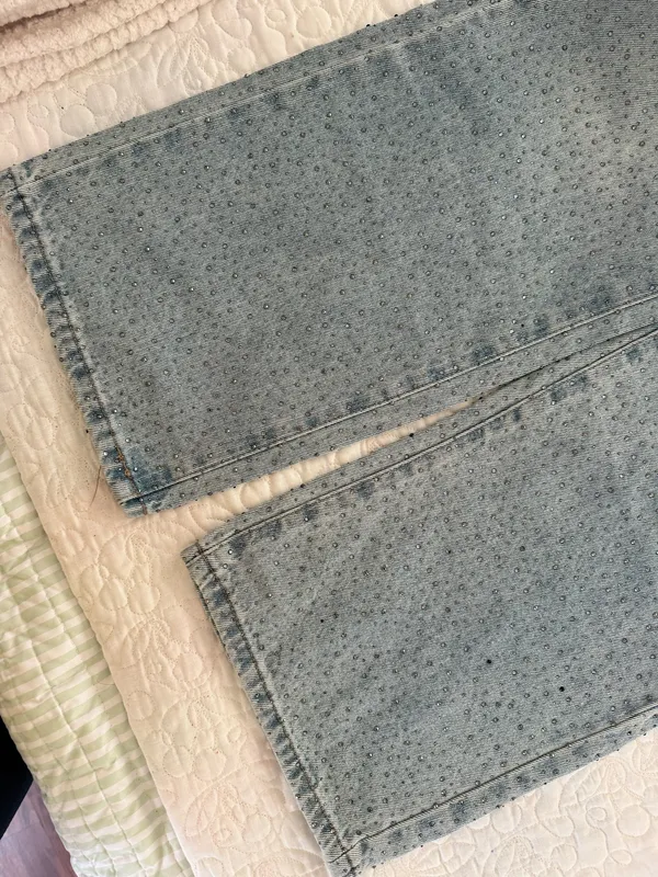 Rhinestone Jeans Forever 21 Straight-Leg Blue denim - Image 6