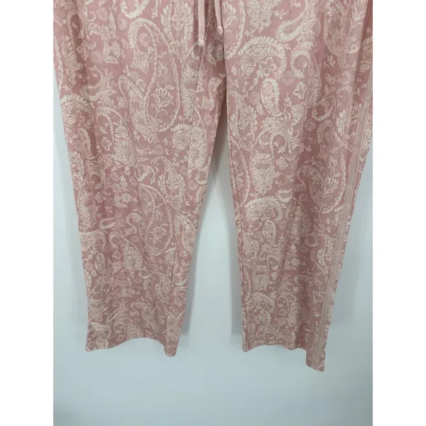 Lucky Brand Pajamas‎ Women XL Pink Cream Paisley Print Tank Top Drawstring Pants - Image 7