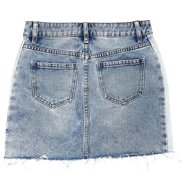 Pacsun Denim Retro Y2K Mini Skirt Light Wash Two Tone Frayed Hem Women's Size 25 - Image 2
