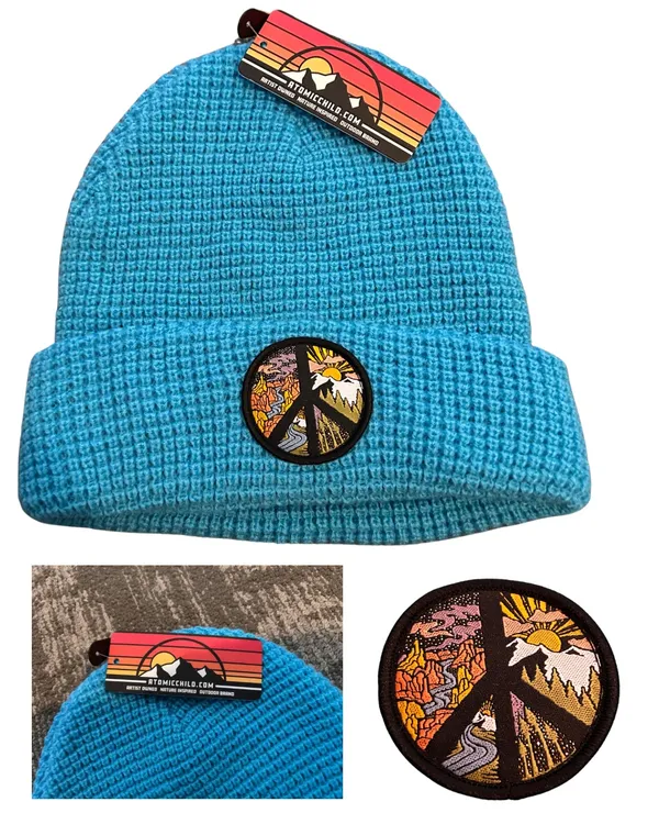 AtomicChild Peace Sign Beanie Blue - Image 2