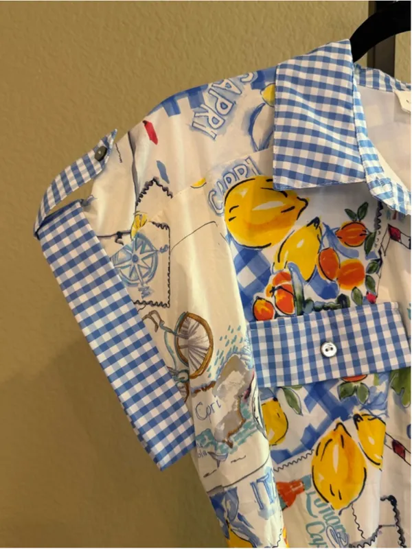 Entro Capri Lemon Mini Dress in Blue Size S - Image 4