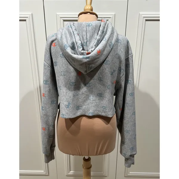 Champion Reverse Weave‎ Gray Hoodie Sweatshirt Logo Athleisure Sporty - Image 5