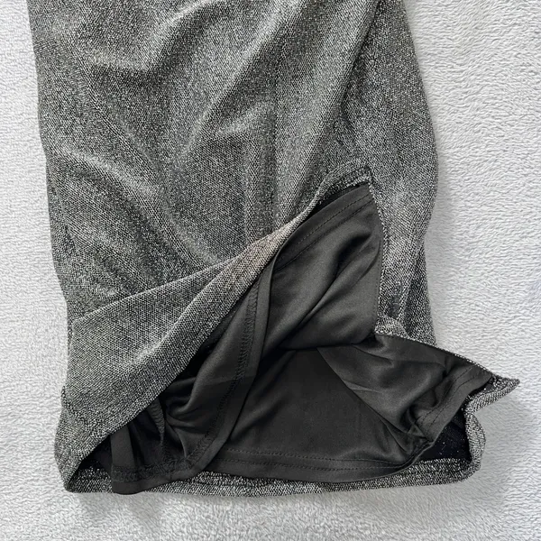 Lulus Metallic Bodycon Mini Dress Small Black Silver Glitter‎ Sparkle Party NYE - Image 9