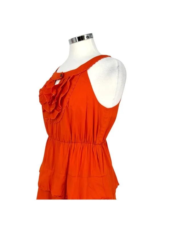 Maeve Anthropologie Y2K Terrasina Tiered Ruffle Mini Dress Orange Size XS - Image 4