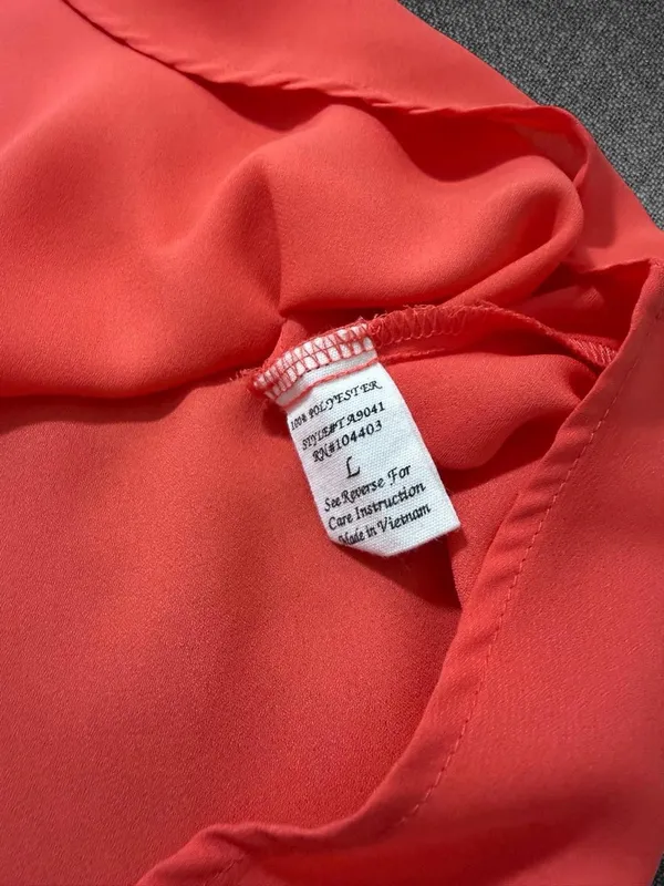 Mine Women’s Coral Orange Short Sleeve Blouse Size Large - Image 5