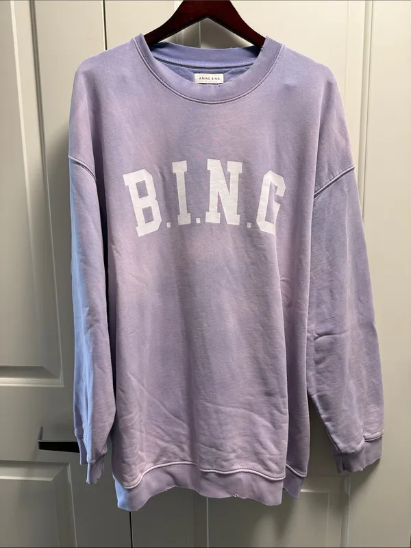 Anine Bing Tyler Sweatshirt in Washed Lavender XL - Image 2